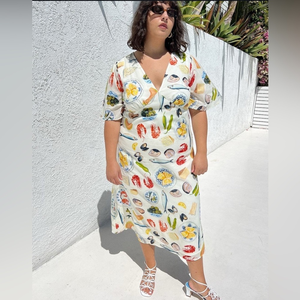 NWT Lisa Says Gah Multicolor Printed Dress (Pasta Print)